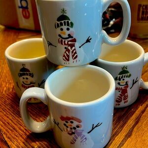 Vintage Hartstone Pottery Holiday Mug Set (Crate and Barrel 1994)